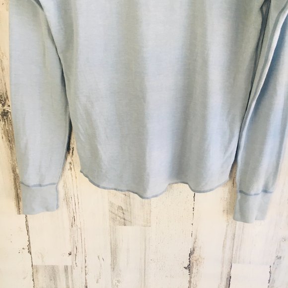 NWOT Save Khaki Pointelle Henley Surf Light Blue Long Sleeve Knit Shirt - Picture 9 of 9